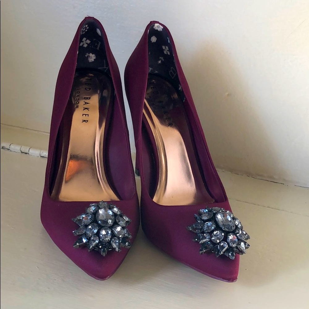 Ted baker embellished satin pumps